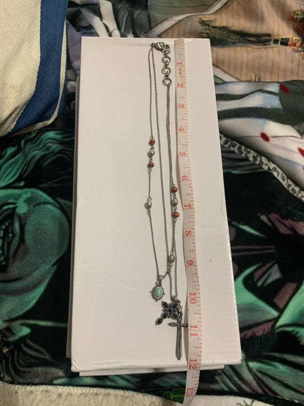 Lucky Brand Silver Cross and Turquoise Pendant Necklace Set - Picture 8 of 8